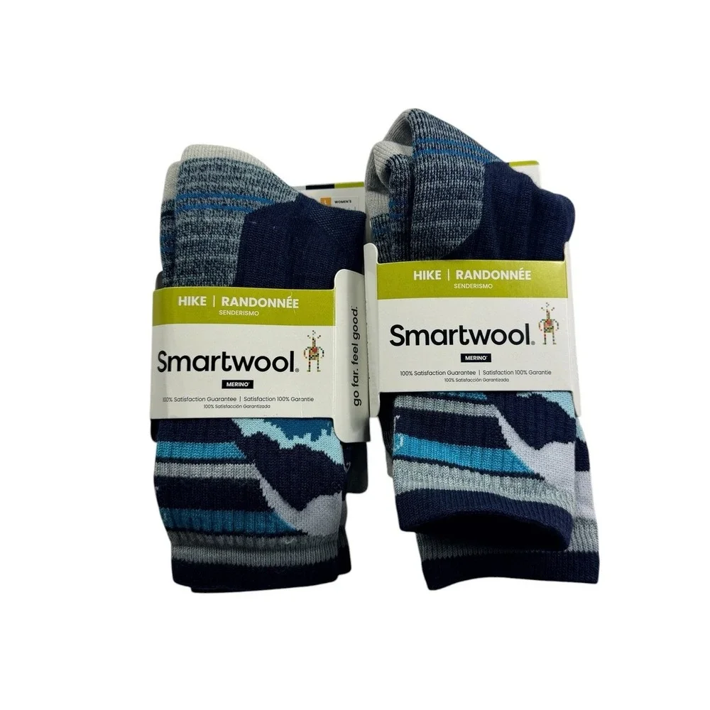 Smartwool Womens Hike Light Cushion Crew Socks 2-Pack Deep Navy Large NWT LOT2